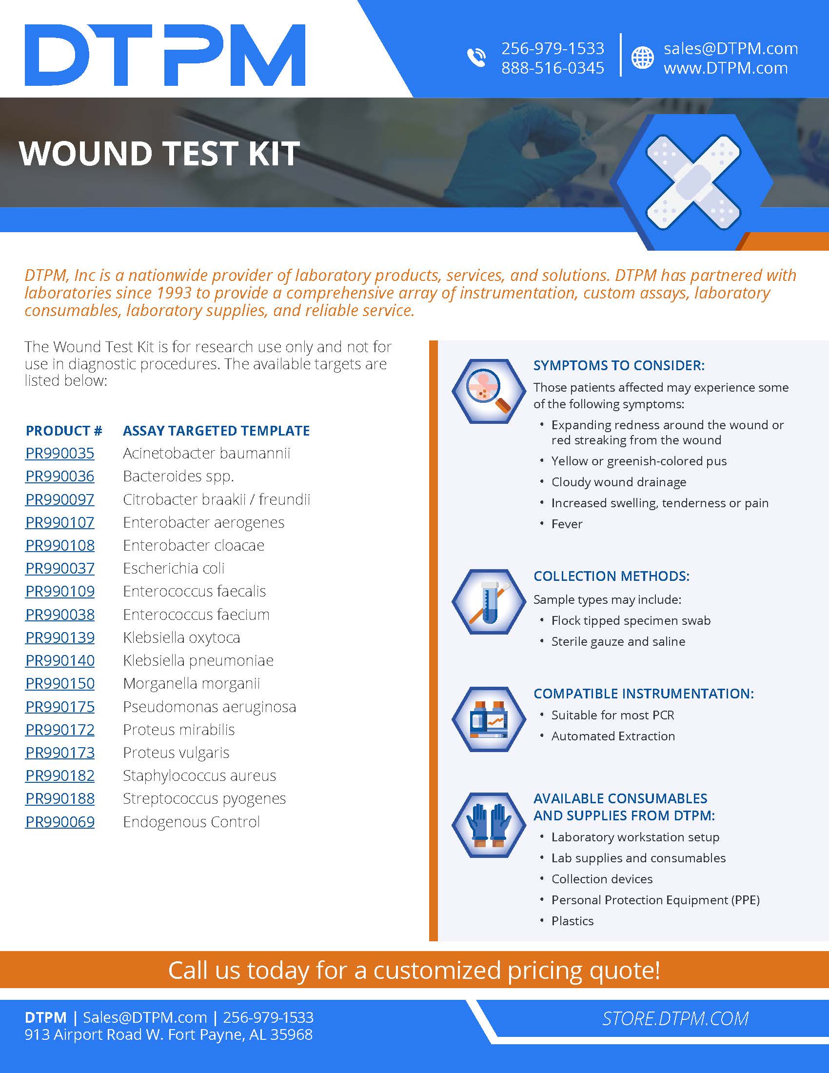 DTPM Wound Test Kit