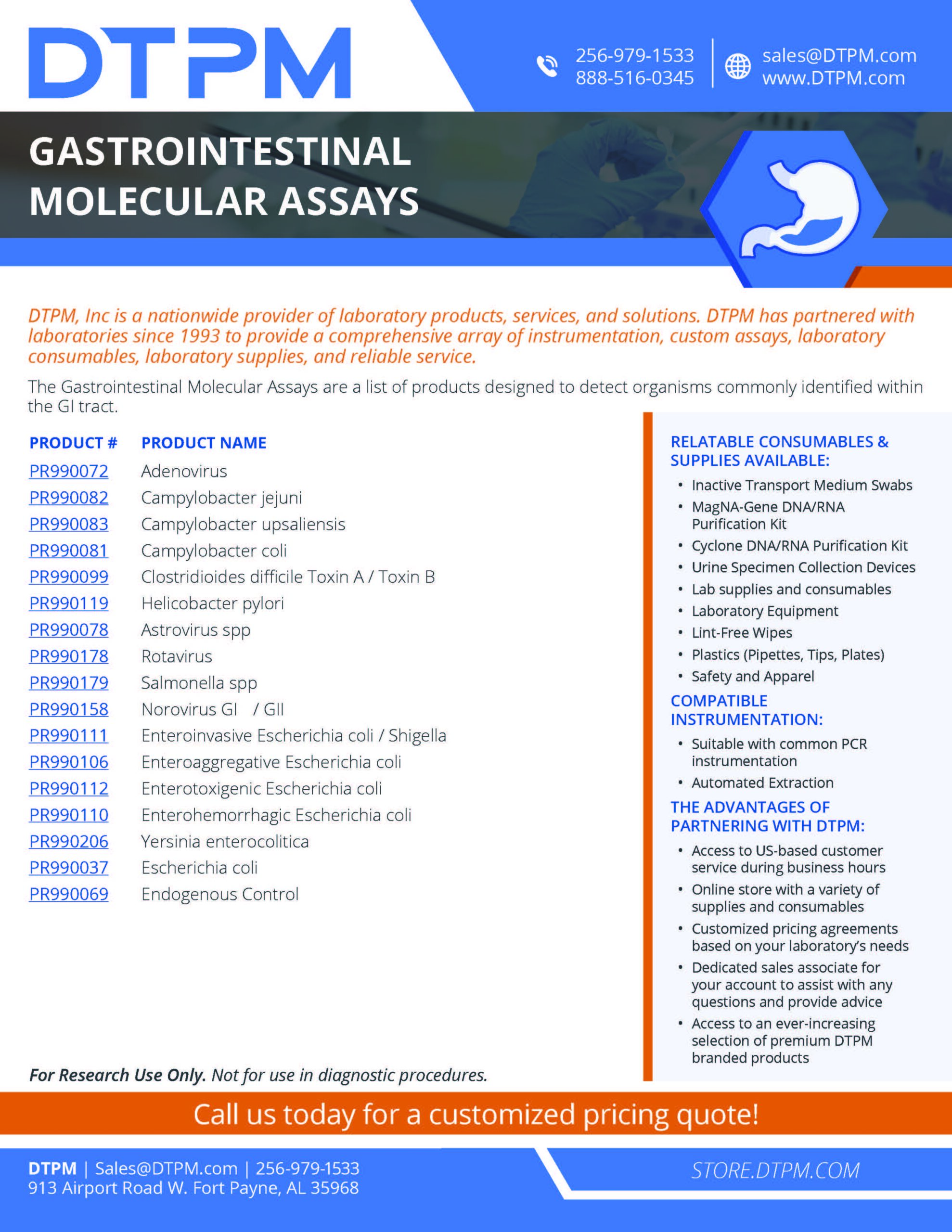 DTPM Gastrointestinal Molecular Assays